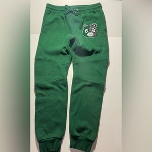 Effectus Clothing Brand Large Embroidered Bear Unisex Hunter Green Sweat Pants